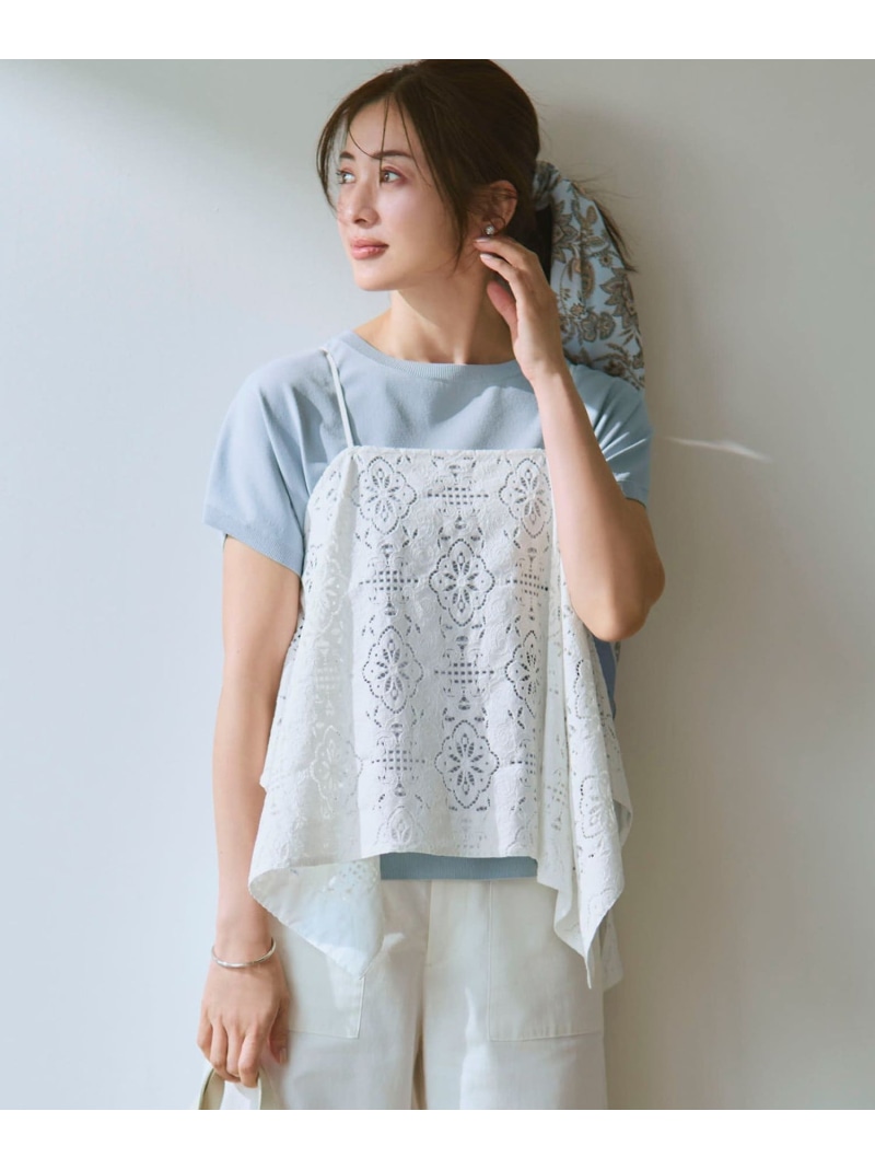 【SALE／20%OFF】ラッセルオーナメントレース キャミソール ブラウス 23区 S ニジュウサンク トップス キャミソール ブラック ホワイト【RBA_E】【送料無料】[ Fashion]｜23区 店