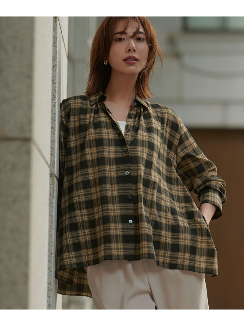 【SALE／40%OFF】【WEB&一部店舗限定】シアーコットン チェック シャツ 23区 S ニジュウサンク トップス シャツ・ブラウス ベージュ ブラック【RBA_E】【送料無料】[ Fashion] 9,266円