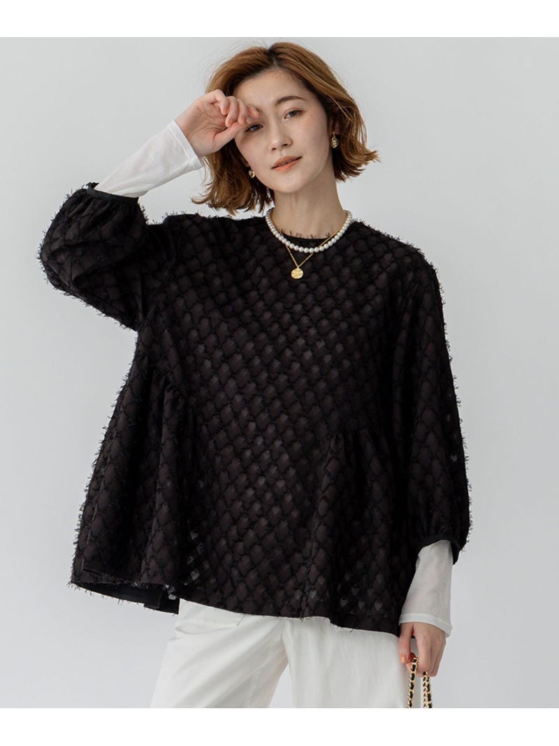 【SALE／50%OFF】【洗える】シアーカットジャカード ブラウス 23区 ニジュウサンク トップス シャツ・ブラウス ブラック ホワイト【RBA_E】【送料無料】[ Fashion]