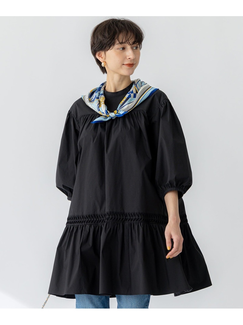 【SALE／50%OFF】【洗える】コンパクトライトクロス ピンタック チュニックワンピース 23区 ニジュウサンク ワンピース・ドレス ワンピース ブラック ベージュ【RBA_E】【送料無料】[ Fashion]