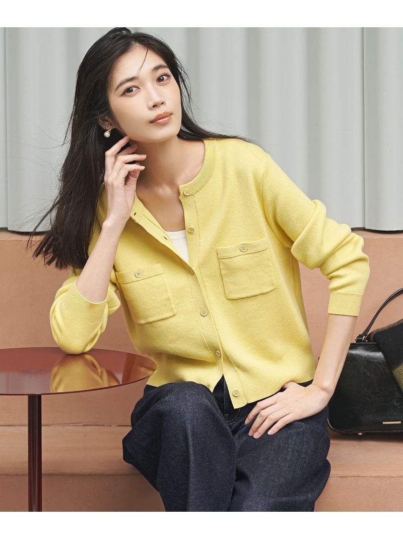 【SALE／20%OFF】【滝沢眞規子さん着用/Oggi掲載】コットンカシミヤ ポケット カーディガン 23区 L ニジュウサンク トップス カーディガン イエロー ネイビー レッド ホワイト【RBA_E】【送料無料】[ Fashion]