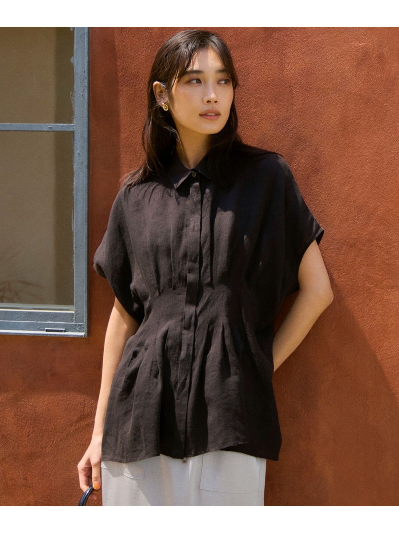 【SALE／30%OFF】【洗える】LIBECOリネン タック デザイン シャツ 23区 L ニジュウサンク トップス シャツ・ブラウス ホワイト【RBA_E】【送料無料】[ Fashion]