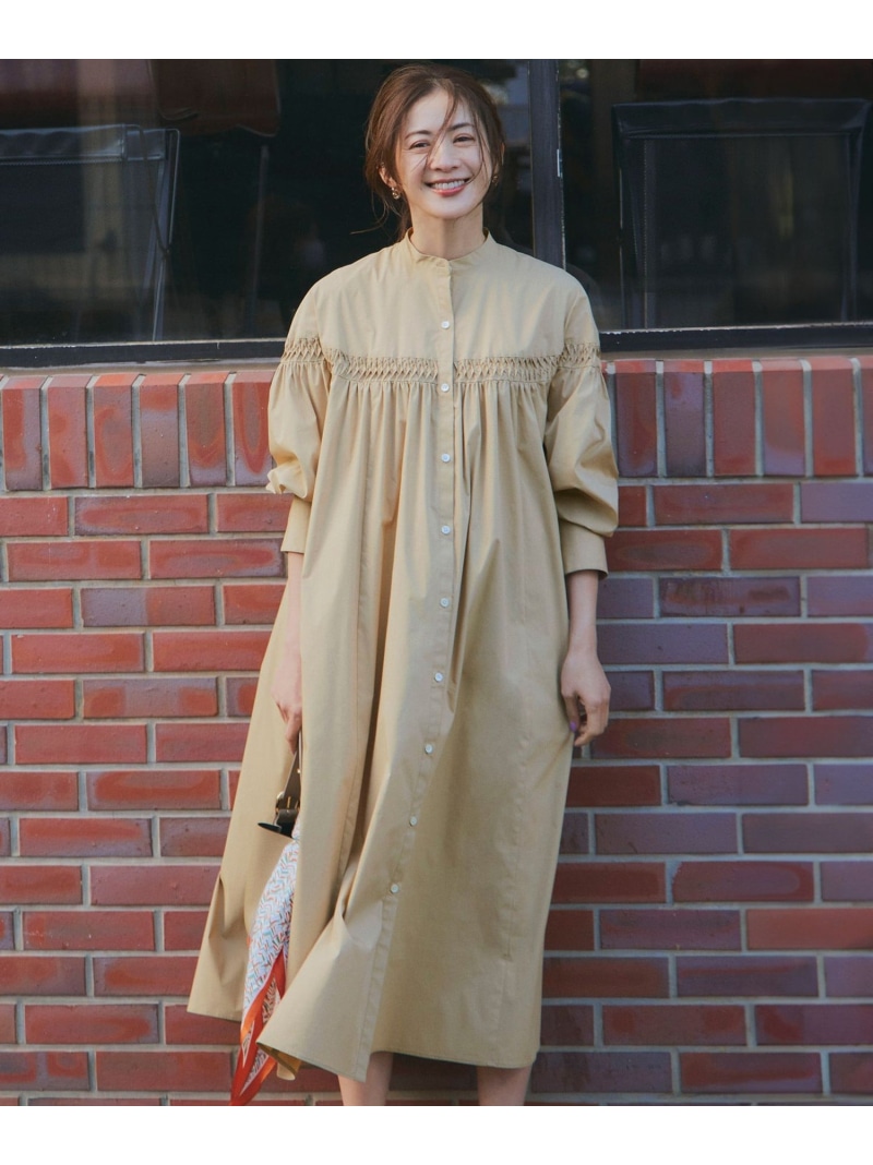 【SALE／50%OFF】【洗える】コンパクトライトクロス ピンタック ワンピース 23区 L ニジュウサンク ワンピース・ドレス ワンピース ブルー ブラック ベージュ【RBA_E】【送料無料】[ Fashion]｜23区 店