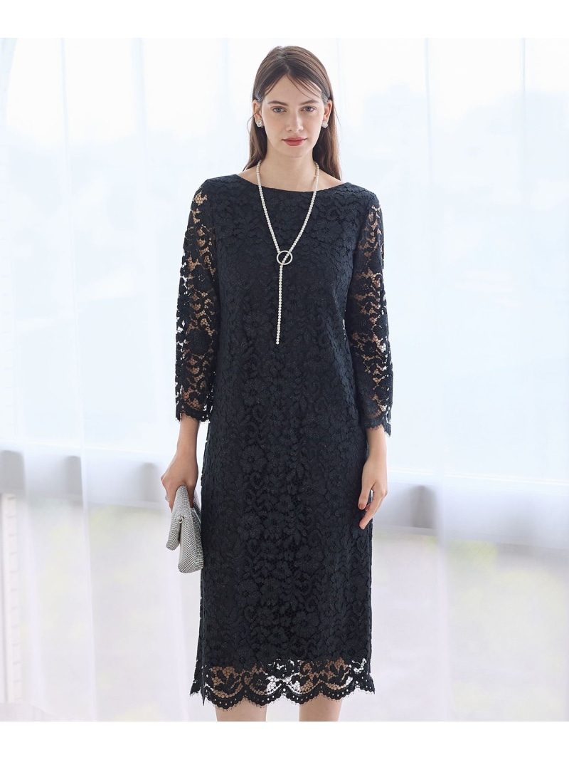 【SALE／30%OFF】【APPLAUDIR】シャイニーフラワーレース ドレス 23区 L ニジュウサンク ワンピース・ドレス ドレス ネイビー ブラック【RBA_E】【送料無料】[ Fashion]