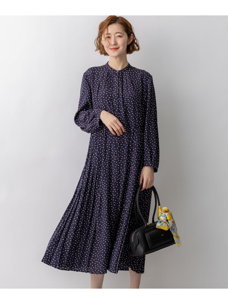 【SALE／20%OFF】ランダムドットプリント ワンピース 23区 ニジュウサンク ワンピース・ドレス ワンピース ネイビー【RBA_E】【送料無料】[ Fashion]｜23区 店