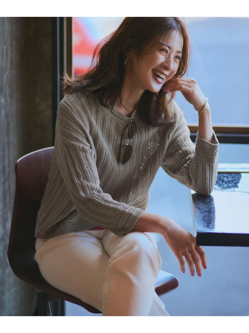 【SALE／40%OFF】【洗える】コットンギマ ストライプ ニット 23区 L ニジュウサンク トップス ニット ブラウン レッド ホワイト ブラック【RBA_E】【送料無料】[ Fashion]｜23区 店