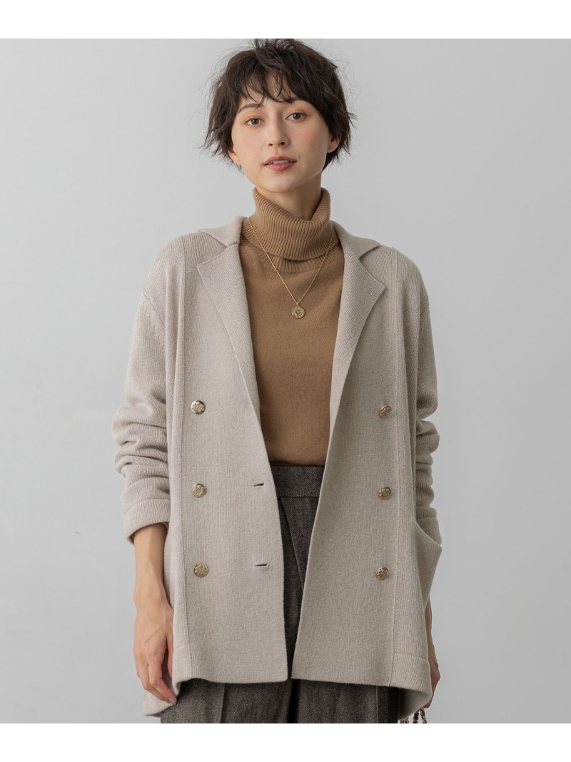 【SALE／30%OFF】【見上愛さん着付ける/Oggi掲げる】カシミール雑ぜ合わせる 編み物 上衣 23区 L ニジュウサンク ジャケット・アウター テーラードジャケット・ブレザー 薄墨色 ベージュ【RBA_E】【貨物輸送無料】[ Fashion]