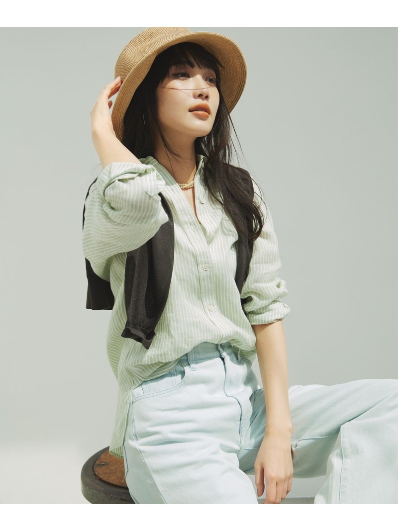 【Oggi8月号掲げる/洗える】LIBECO 第一義的 ティーシャツ 23区 ニジュウサンク トップス ティーシャツ・トップ 黒いこと 白いこと カーキ緑であること ベージュ オレンジ色 青碧【貨物輸送無料】[ Fashion]