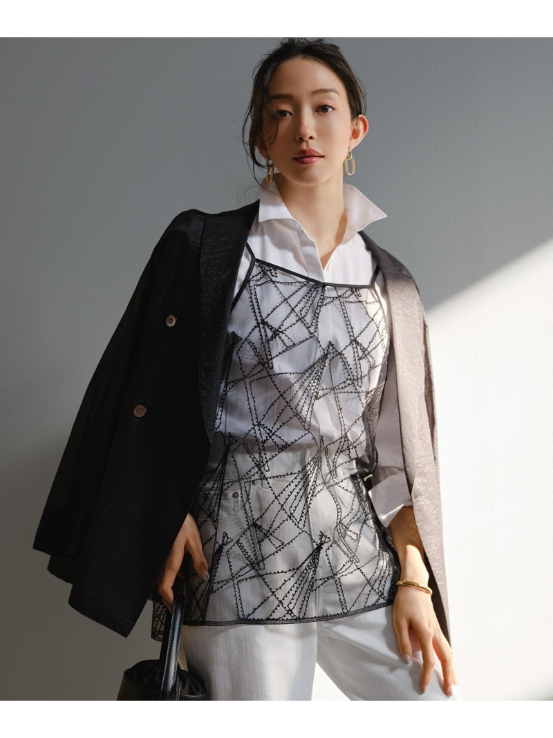 刺繍レース キャミソール 23区 ニジュウサンク トップス キャミソール ブラック ホワイト【送料無料】[ Fashion]