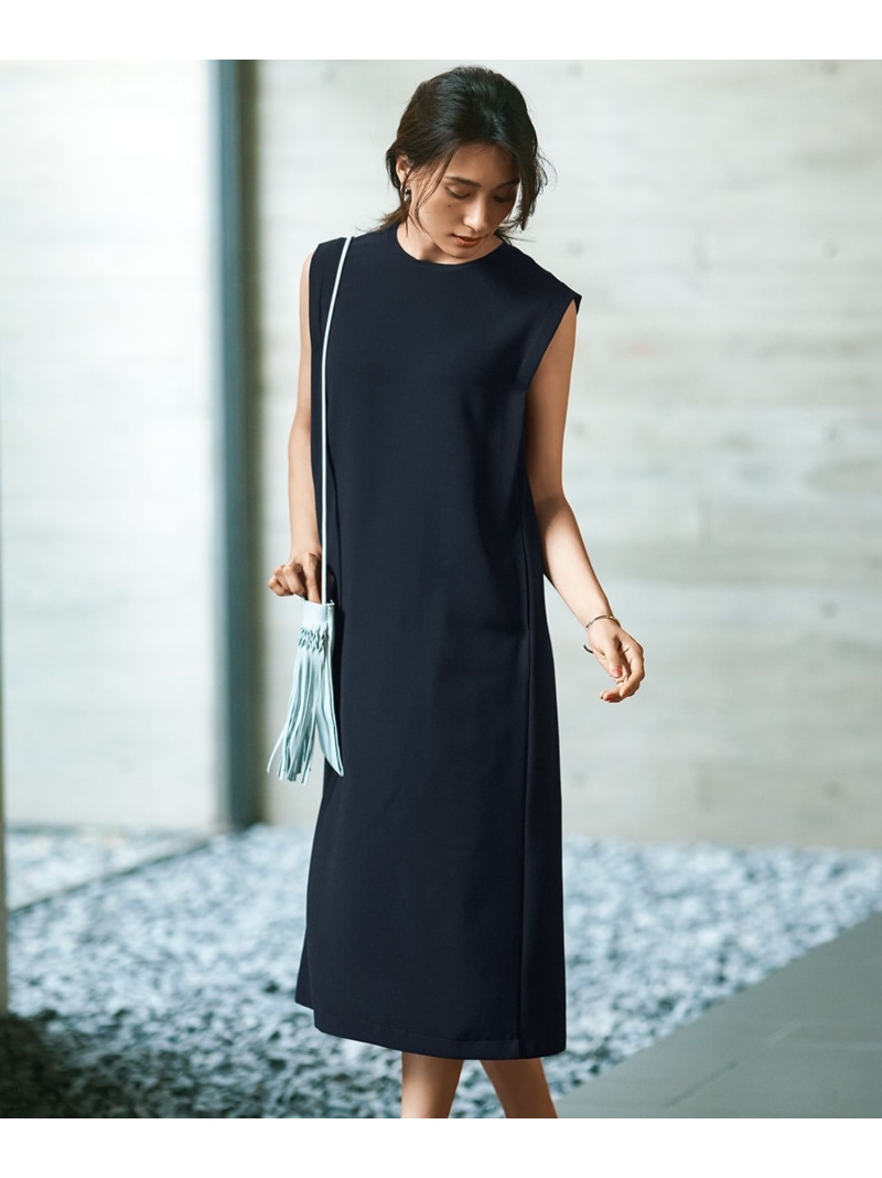 【洗える】ストレッチジョーゼット ワンピース 23区 L ニジュウサンク ワンピース・ドレス ワンピース ブラック ネイビー【送料無料】[ Fashion]