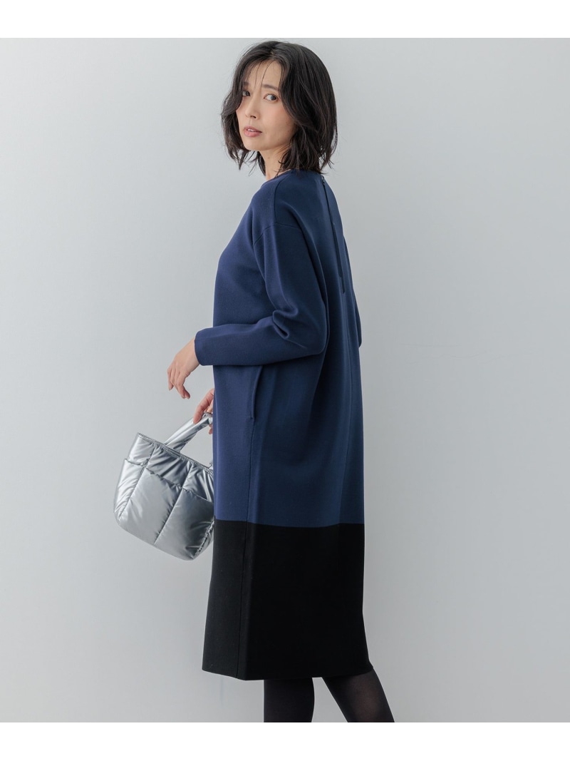 【SALE／40%OFF】【WEB&一部店舗限定カラーあり/洗える】ミラノリブ バイカラーニットワンピース 23区 S ニジュウサンク ワンピース・ドレス ワンピース ネイビー パープル ブラック【RBA_E】【送料無料】[ Fashion]｜23区 店