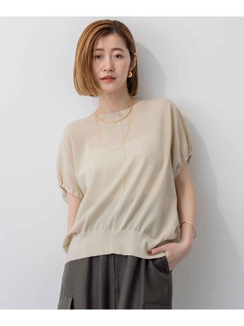 【SALE／40%OFF】【洗える】クリスピーシアールレックス ギャザースリーブ ラメ ニット 23区 L ニジュウサンク トップス ニット シルバー ゴールド【RBA_E】【送料無料】[ Fashion]｜23区 店