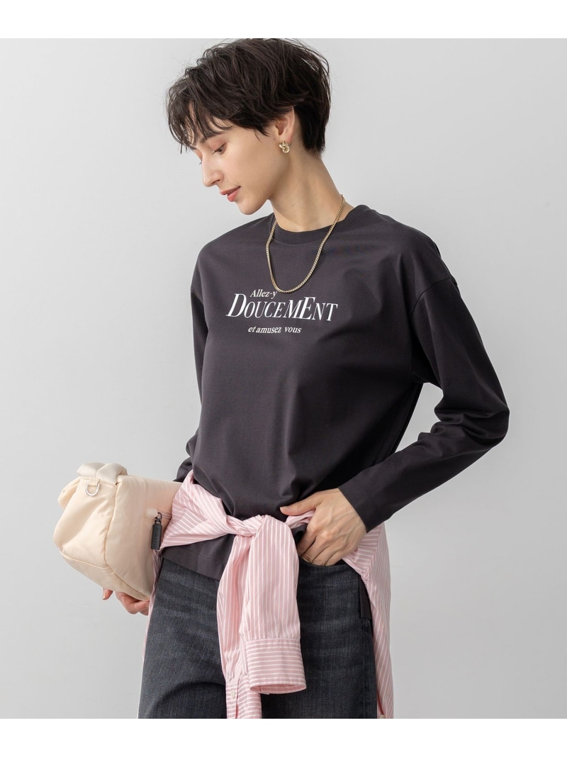 【SALE／30%OFF】【洗える】ロゴプリント コットン Tシャツ 23区 L ニジュウサンク トップス カットソー・Tシャツ グレー ホワイト オレンジ【RBA_E】【送料無料】[ Fashion]