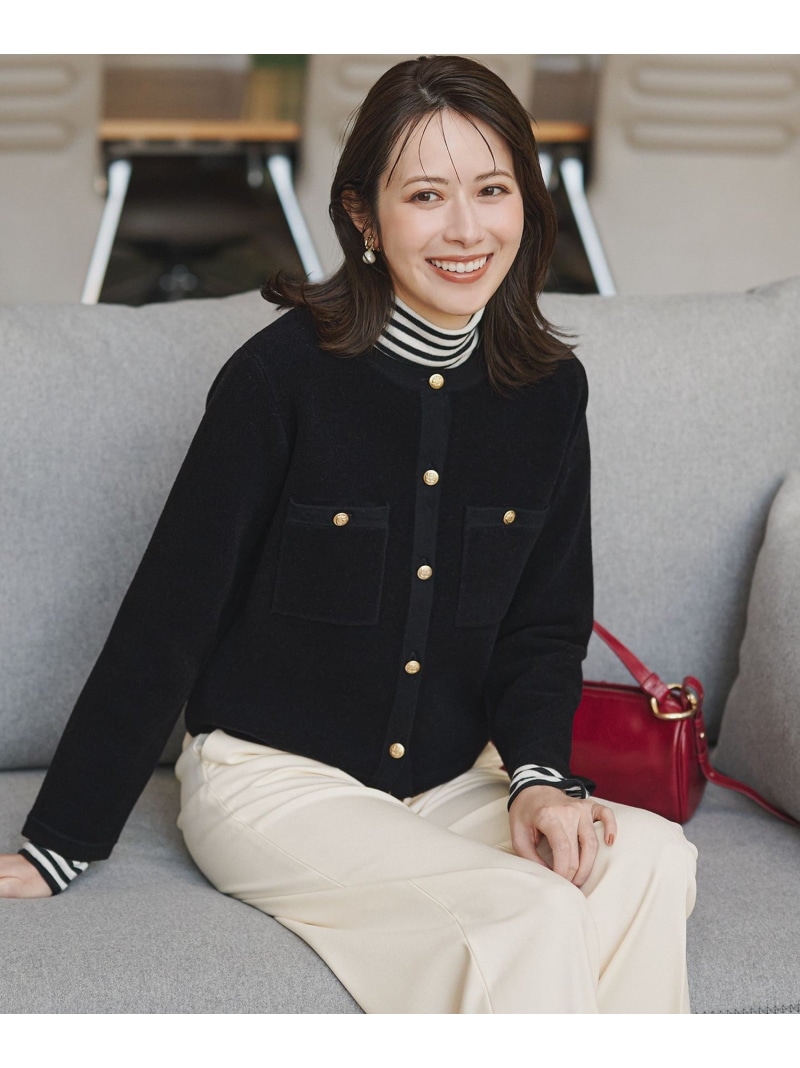 【洗える】天鵞絨編み物 ジレー 23区 L ニジュウサンク トップス ジレー 白いこと 黒いこと【貨物輸送無料】[ Fashion]