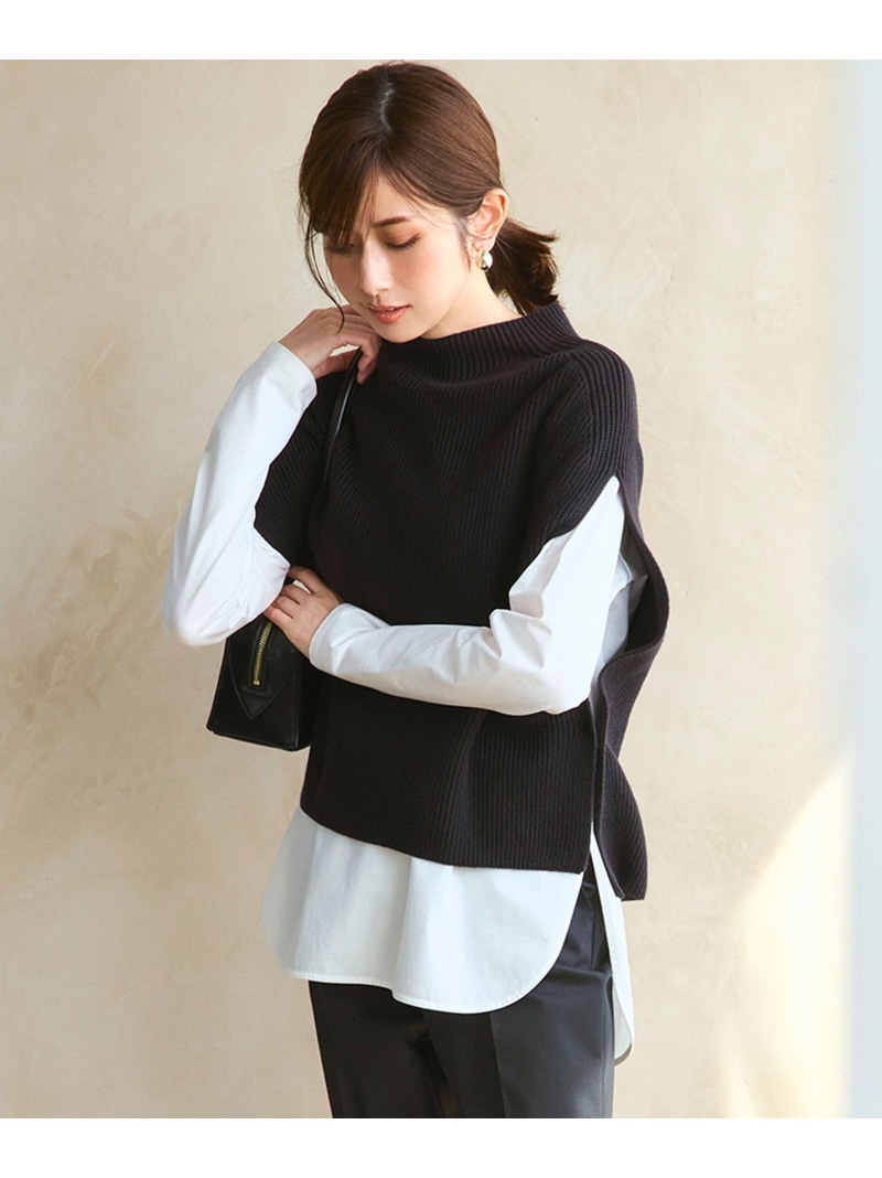 【SALE／30%OFF】【洗える】綿織物リリー モックネックニットベスト 23区 L ニジュウサンク トップス より良い・ジレ 黒いこと 白いこと【RBA_E】【貨物輸送無料】[ Fashion]