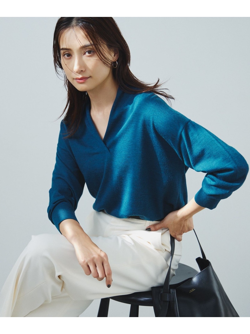【SALE／40%OFF】【洗える】ウールテンジク Vネック ニット 23区 L ニジュウサンク トップス ニット イエロー グリーン ブラウン ブラック【RBA_E】【送料無料】[ Fashion]｜23区 店