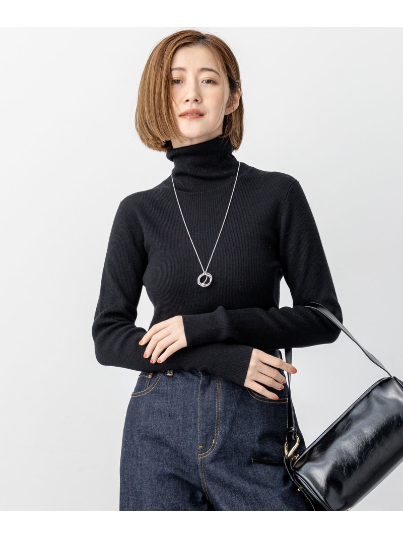 【滝沢眞規子さん着用/WEB限定カラーあり】ウーステッドウール リブタートル ニット 23区 ニジュウサンク トップス ニット ベージュ ブラック ホワイト グレー ピンク【送料無料】[ Fashion]｜23区 店