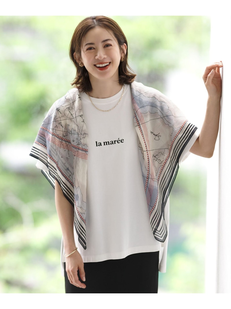 la maree 大層らしい大きさ ロゴタイプ ティーシャツ 23区 L ニジュウサンク トップス カットソー・ティーシャツ 黒いこと 白いこと【貨物輸送無料】[ Fashion]