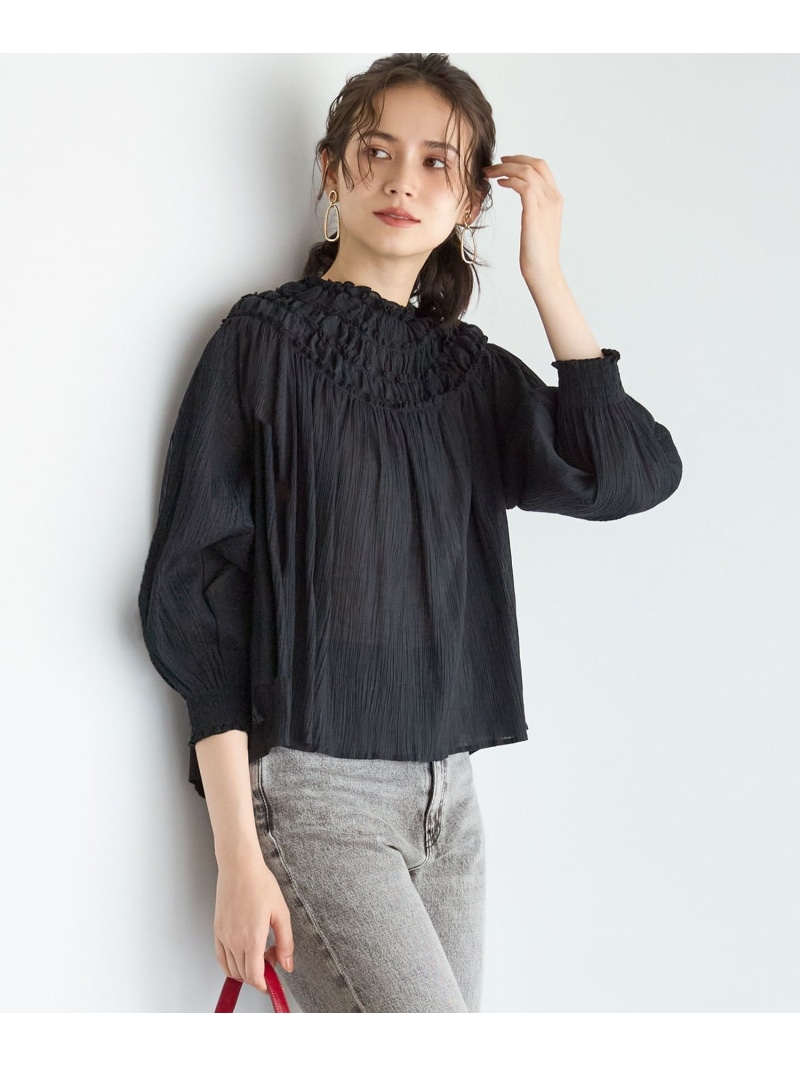 【SALE／30%OFF】【SLOW/一部店舗限定】コットンクレープ ブラウス 23区 L ニジュウサンク トップス シャツ・ブラウス ホワイト ブラック【RBA_E】【送料無料】[ Fashion]