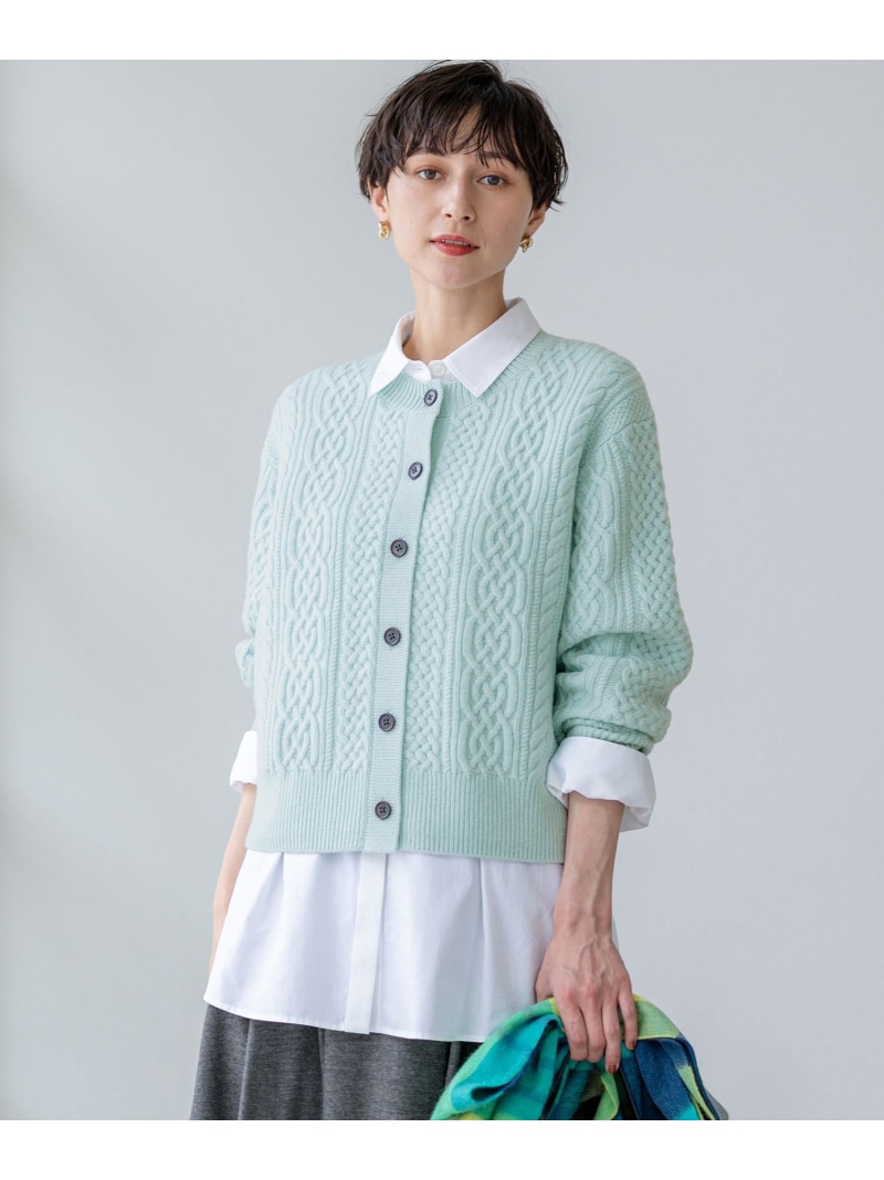 【SALE／20%OFF】【洗える】カシミヤブレンド ケーブルニットカーディガン 23区 S ニジュウサンク トップス カーディガン グレー ベージュ【RBA_E】【送料無料】[ Fashion]