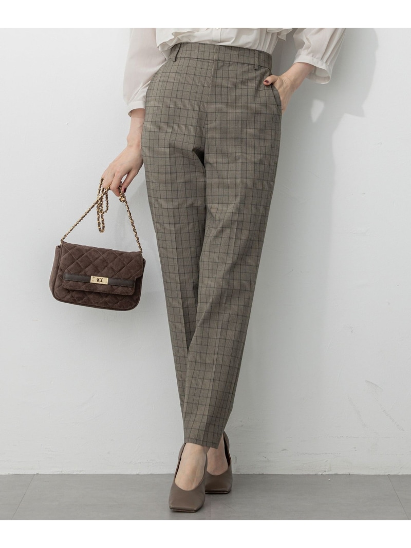 【SALE／50%OFF】【洗える】ドライ2WAYストレッチ チェック テーパード パンツ 23区 ニジュウサンク パンツ その他のパンツ ブラウン【RBA_E】【送料無料】[ Fashion]