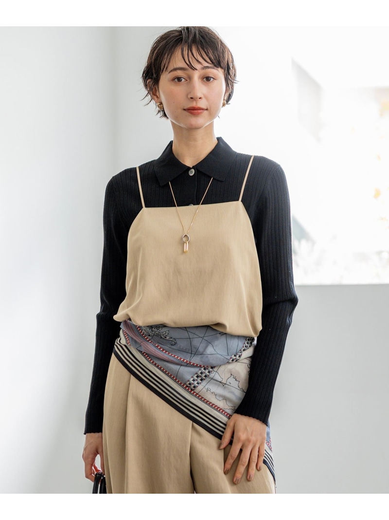 【SALE／50%OFF】ドレープツイル 2WAY キャミソール 23区 S ニジュウサンク トップス キャミソール ベージュ グレー【RBA_E】【送料無料】[ Fashion]｜23区 店