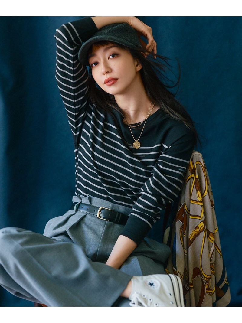 【洗える】Armor-lux クロップドボーダー カットソー 23区 ニジュウサンク トップス カットソー・Tシャツ ホワイト ブラック ベージュ【送料無料】[ Fashion]｜23区 店