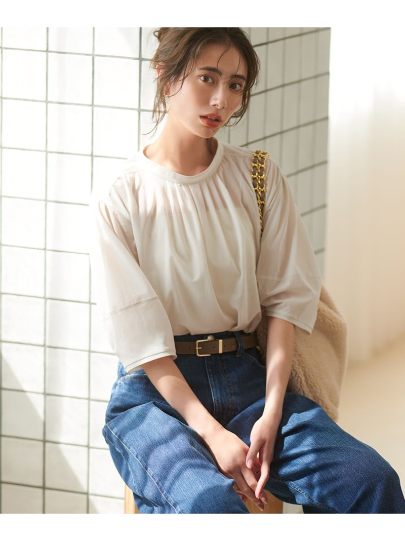 【SALE／40%OFF】【洗える】クリアトリコットジャージー ギャザー形体 カットソー 23区 S ニジュウサンク トップス カットソー・ティーシャツ カーキ緑であること ベージュ 黒いこと 青色【RBA_E】【貨物輸送無料】[ Fashion] トップス-Tシャツ・カットソー