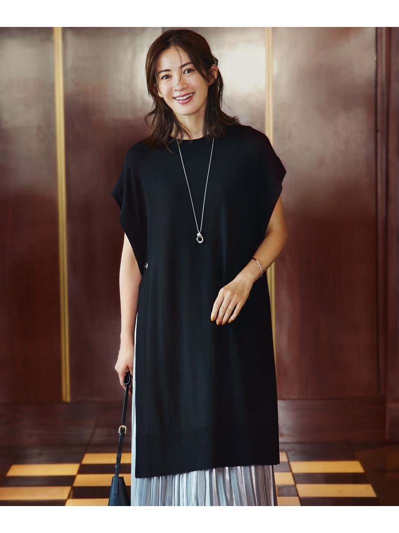 【SALE／30%OFF】【洗える】コンパクトウール ロングベスト 23区 L ニジュウサンク トップス ベスト・ジレ ブラック グレー【RBA_E】【送料無料】[ Fashion]｜23区 店