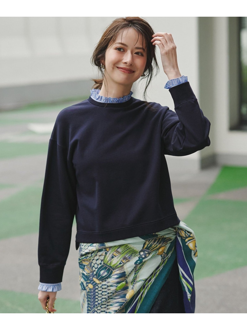 【SALE／20%OFF】【WEB&一部店舗限定】クリアコットンテリー ストライプフリル スウェット 23区 ニジュウサンク トップス スウェット・トレーナー グレー ネイビー【RBA_E】【送料無料】[ Fashion]