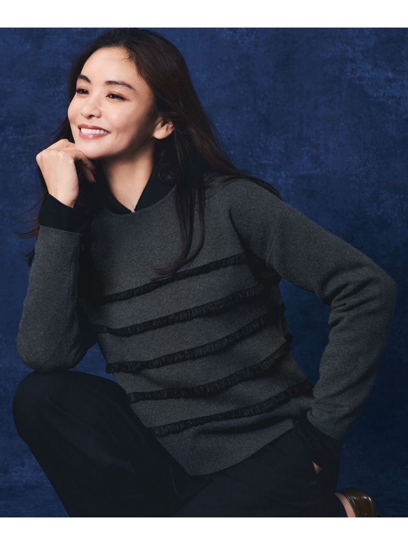 【SALE／30%OFF】【WEB&一部店舗限定/滝沢眞規子さん着用】フリルボーダー ニット 23区 ニジュウサンク トップス ニット ブラック グレー ネイビー【RBA_E】【送料無料】[ Fashion]