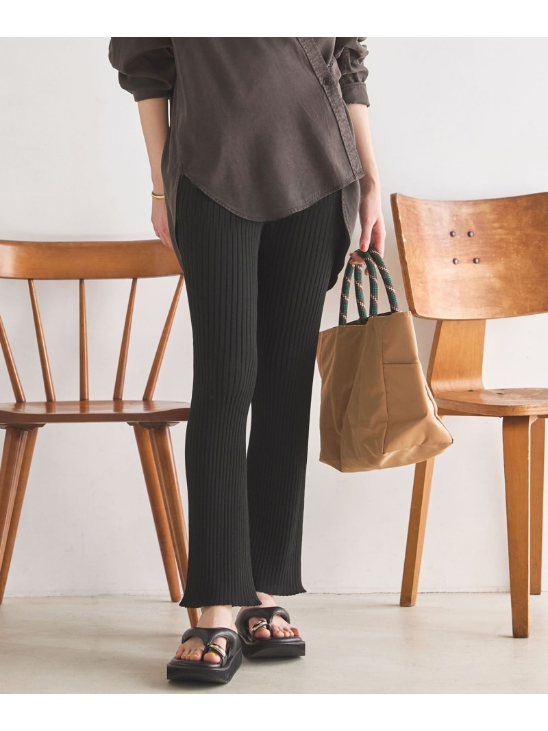 【SALE／20%OFF】【SLOW/一部店舗限定】ホールガーメント リブニット パンツ 23区 L ニジュウサンク パンツ その他のパンツ ベージュ ブラック【RBA_E】【送料無料】[ Fashion]｜23区 店