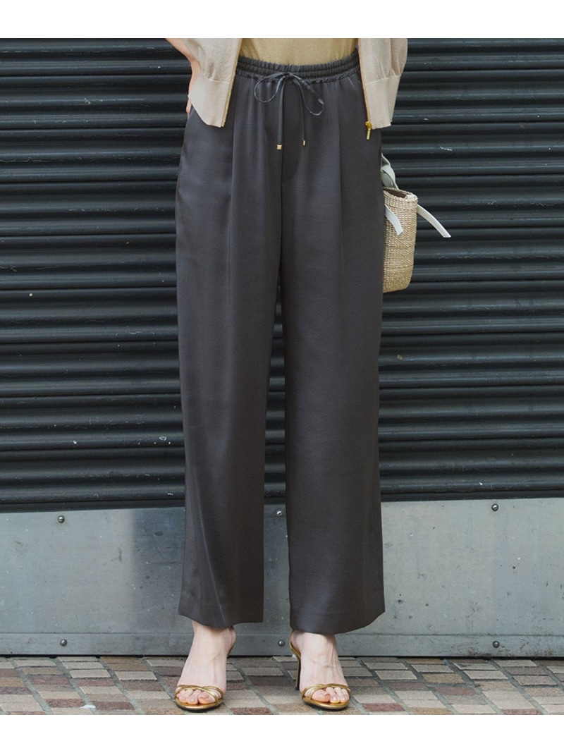 【SALE／20%OFF】【Oggi9月号掲げる/撥水製作】スムースサテン タック 広々とした ズボン下 23区 L ニジュウサンク ズボン下 余分の物のズボン下 ベージュ 薄墨色【RBA_E】【貨物輸送無料】[ Fashion]