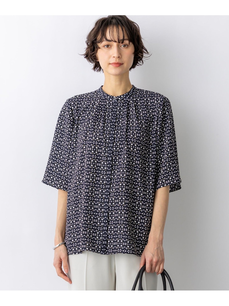 【SALE／30%OFF】カレイドスコーププリント バンドカラー ブラウス 23区 S ニジュウサンク トップス シャツ・ブラウス ホワイト ネイビー【RBA_E】【送料無料】[ Fashion]｜23区 店