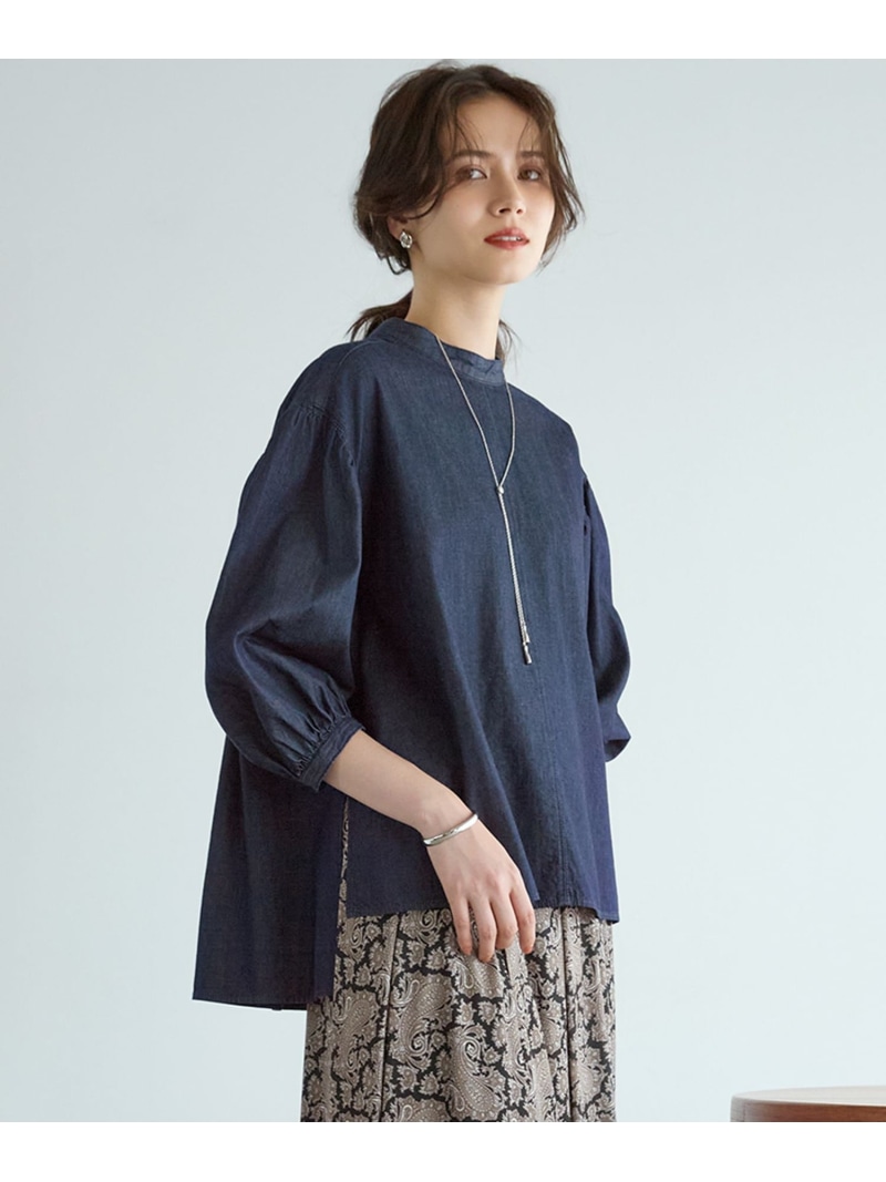 【SLOW/一部店舗限定】ライトオンス デニム バックリボン ブラウス 23区 S ニジュウサンク トップス シャツ・ブラウス ブルー【送料無料】[ Fashion]