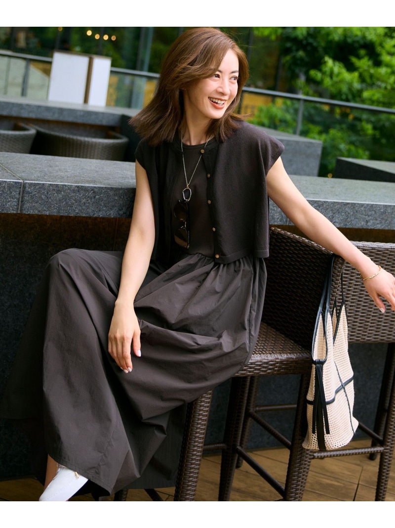 【SALE／40%OFF】【Oggi8月号掲載/洗える】ニットレイヤード ワンピース 23区 ニジュウサンク ワンピース・ドレス ワンピース ネイビー ベージュ【RBA_E】【送料無料】[ Fashion]