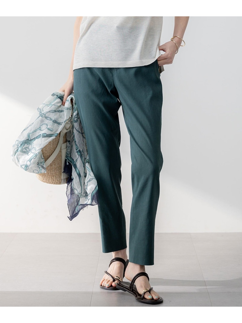 【SALE／20%OFF】【洗える】リネンレーヨンストレッチ テーパード パンツ 23区 L ニジュウサンク パンツ その他のパンツ ホワイト ベージュ ネイビー イエロー オレンジ ブラック【RBA_E】【送料無料】[ Fashion]｜23区 店