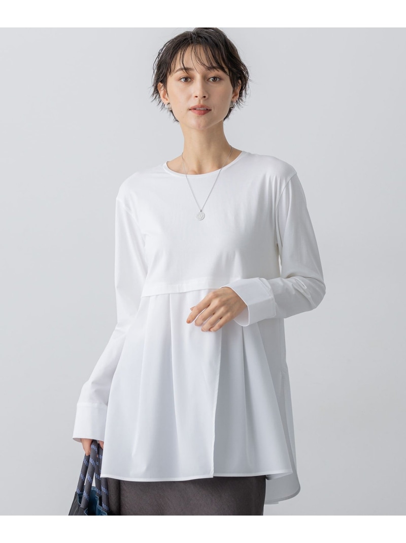 【SALE／20%OFF】【VERY掲載/洗える】ナチュラルコットンベア シャツレイヤード カットソー 23区 L ニジュウサンク トップス カットソー・Tシャツ ホワイト【RBA_E】【送料無料】[ Fashion]