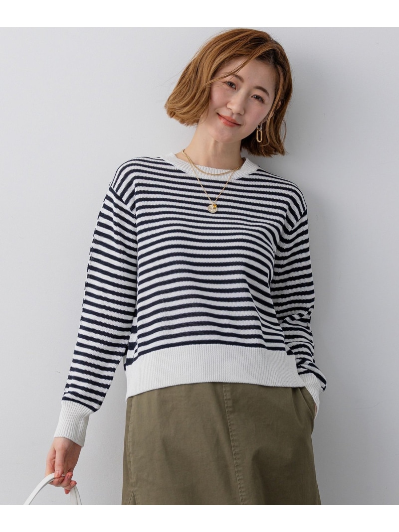 【Oggi掲載】コットンギマ クルーネック ニット 23区 ニジュウサンク トップス ニット ピンク イエロー ホワイト【送料無料】[ Fashion]