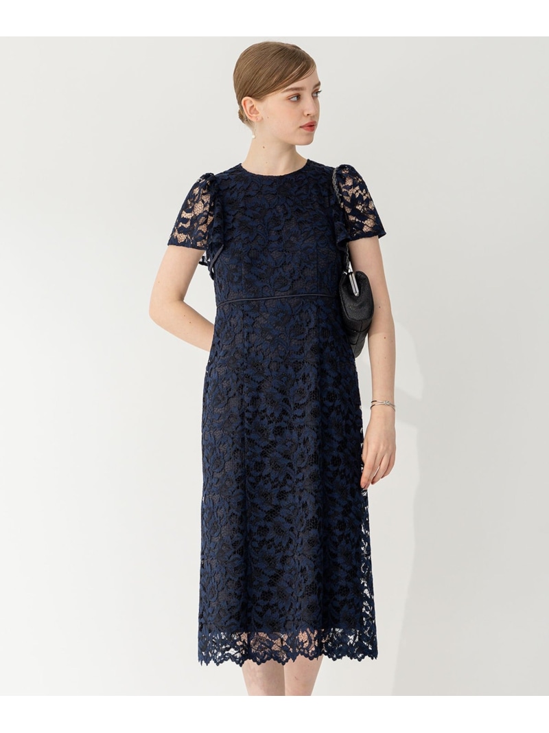 【APPLAUDIR】マルフィークレース ドレス 23区 L ニジュウサンク ワンピース・ドレス ドレス ネイビー ブルー【送料無料】[ Fashion]
