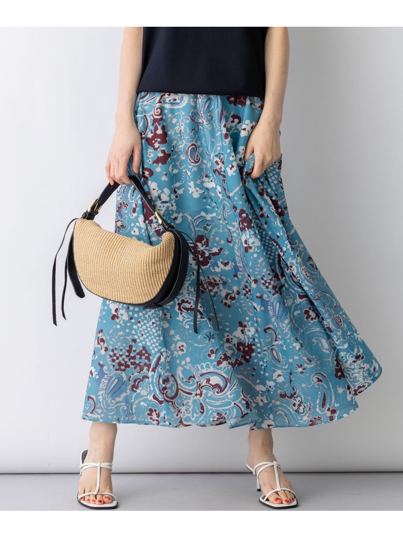 Ericaランダムペイズリープリント フレアスカート 23区 ニジュウサンク スカート ロング・マキシスカート ブルー【送料無料】[ Fashion]
