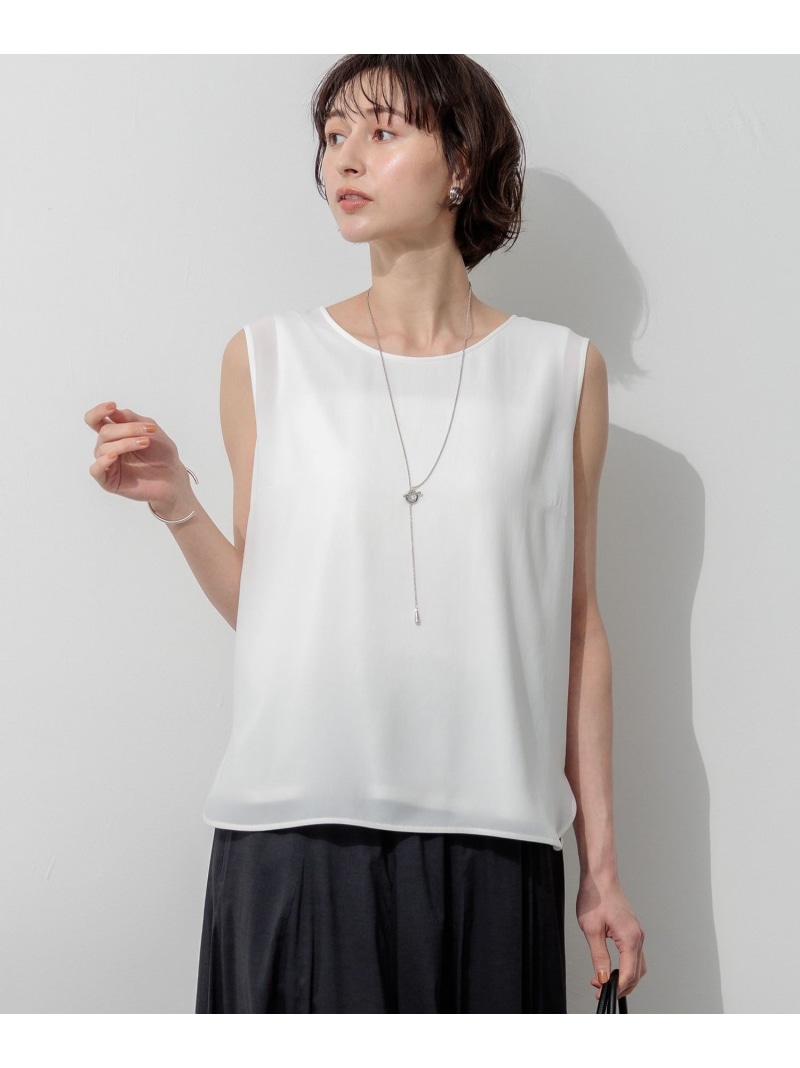 【SALE／30%OFF】シフォンコンビ ジョーゼット ブラウス 23区 L ニジュウサンク トップス カットソー・Tシャツ ホワイト【RBA_E】【送料無料】[ Fashion]｜23区 店