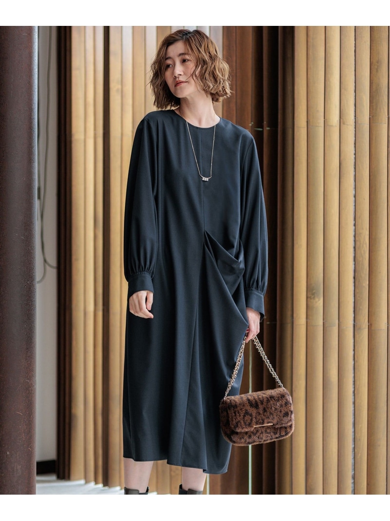 【SALE／50%OFF】【洗える】TWマットクロス ワンピース 23区 ニジュウサンク ワンピース・ドレス ワンピース グレー ネイビー【RBA_E】【送料無料】[ Fashion]