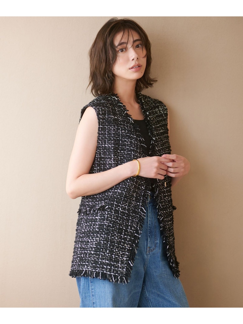 【SALE／50%OFF】【GLOW10月号掲載】GIOLICA オータム ツイード ジレ 23区 L ニジュウサンク ジャケット・アウター その他のジャケット・アウター【RBA_E】【送料無料】[ Fashion]