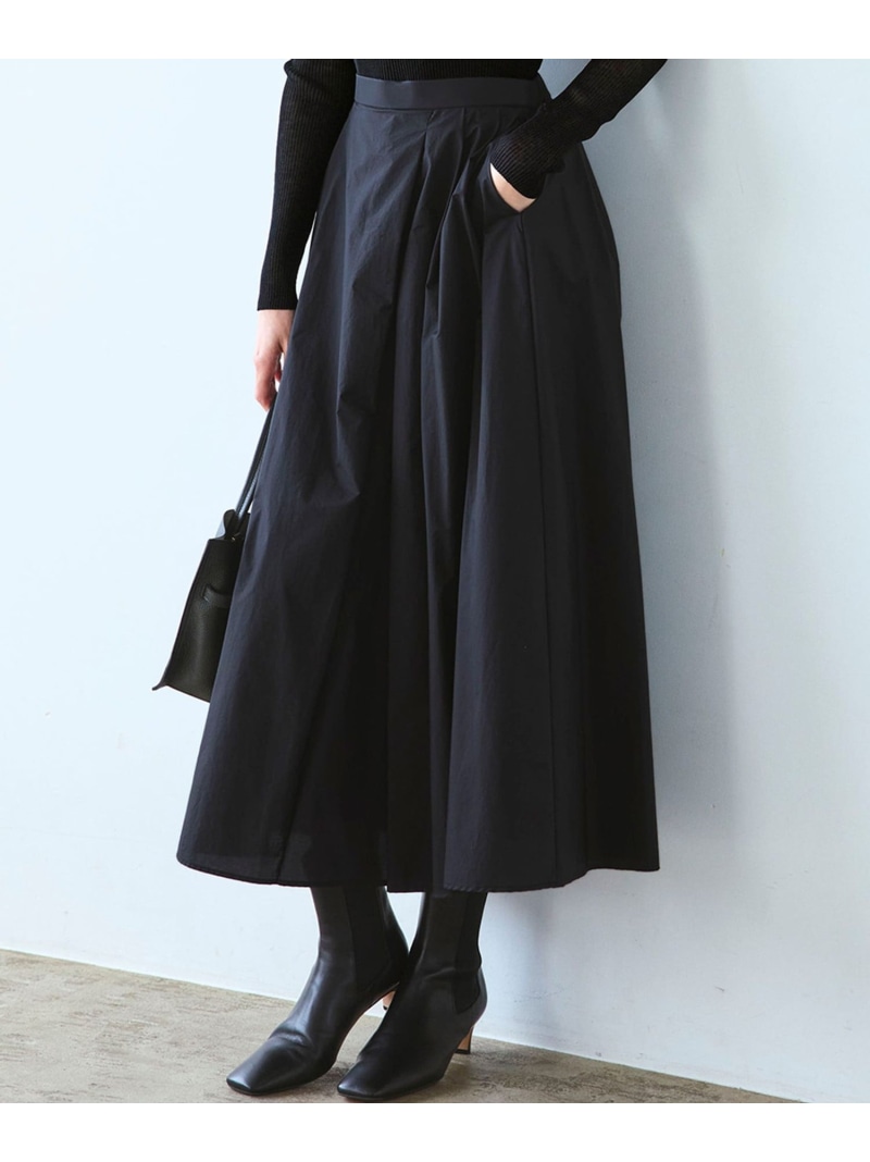 【SALE／40%OFF】【洗える】ナイロンコットンポプリン タック スコート 23区 S ニジュウサンク スコート ロング・マキシスコート 黒いこと 赤銅色【RBA_E】【貨物輸送無料】[ Fashion] レディースファッション-ボトムス-スカート