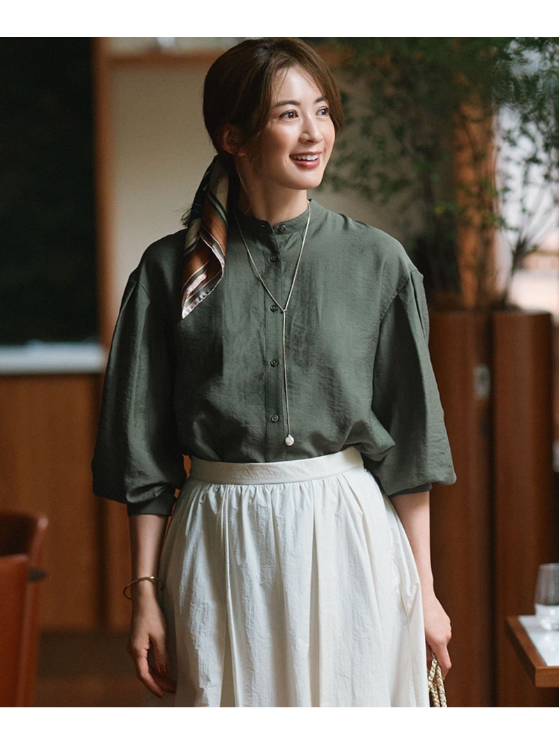 【SALE／40%OFF】【一部店舗限定】シアー リネン ミックス シャツ 23区 S ニジュウサンク トップス シャツ・ブラウス カーキグリーン ブラック ベージュ【RBA_E】【送料無料】[ Fashion]｜23区 店