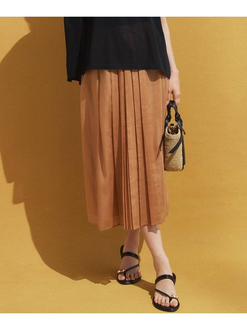 【SALE／30%OFF】【洗える】ソフトシアーフィルム タック スカート 23区 L ニジュウサンク スカート ロング・マキシスカート オレンジ ベージュ【RBA_E】【送料無料】[ Fashion]