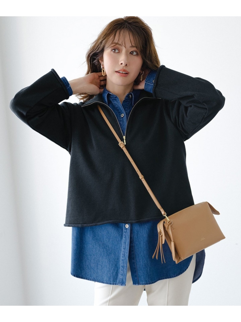 【SALE／40%OFF】【Oggi掲載】シャイニーコットンテリー ハーフジップ スウェット 23区 L ニジュウサンク トップス スウェット・トレーナー ネイビー ホワイト【RBA_E】【送料無料】[ Fashion]｜23区 店 9,530円