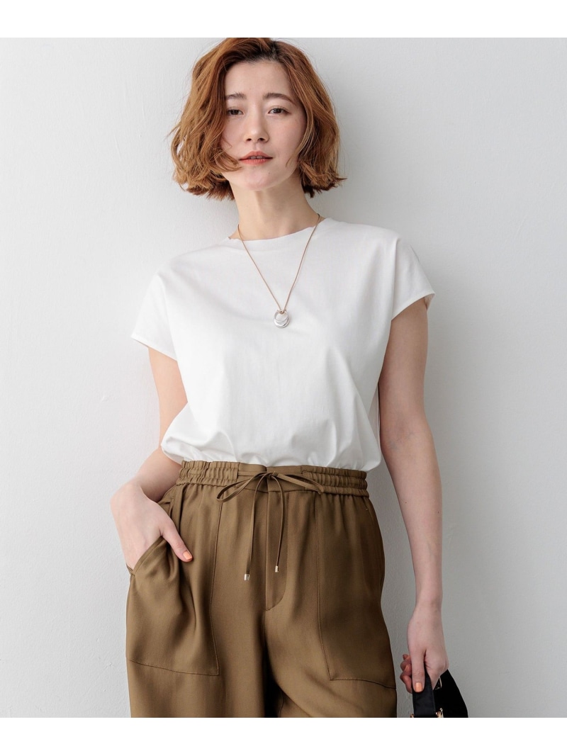 【WEB&一部店舗限定カラーあり】スビンハイツイスト フレンチスリーブ Tシャツ 23区 ニジュウサンク トップス カットソー・Tシャツ ブラック ホワイト ネイビー【送料無料】[ Fashion]