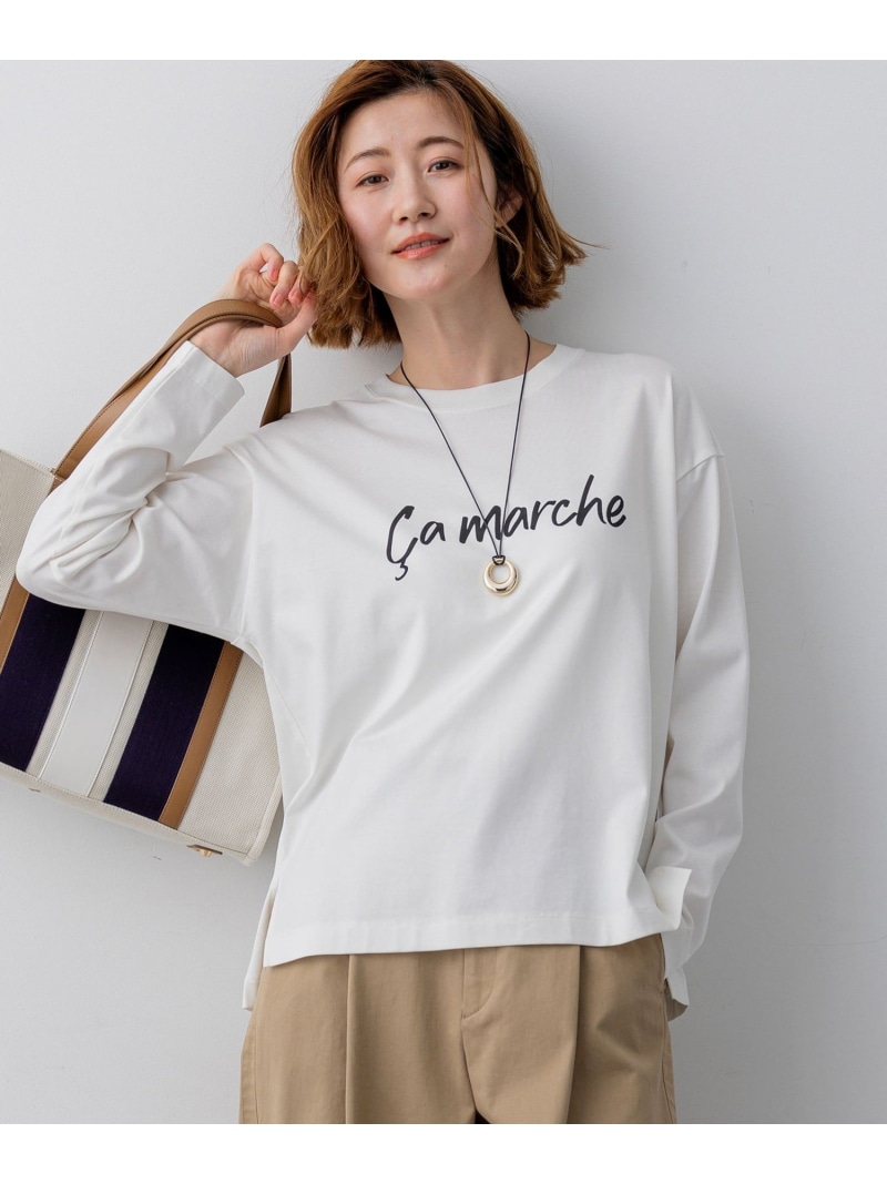カルシウム marche ロゴタイプ ロングプルオーバー 23区 S ニジュウサンク トップス カットソー・プルオーバー 白いこと ベージュ【貨物輸送無料】[ Fashion]